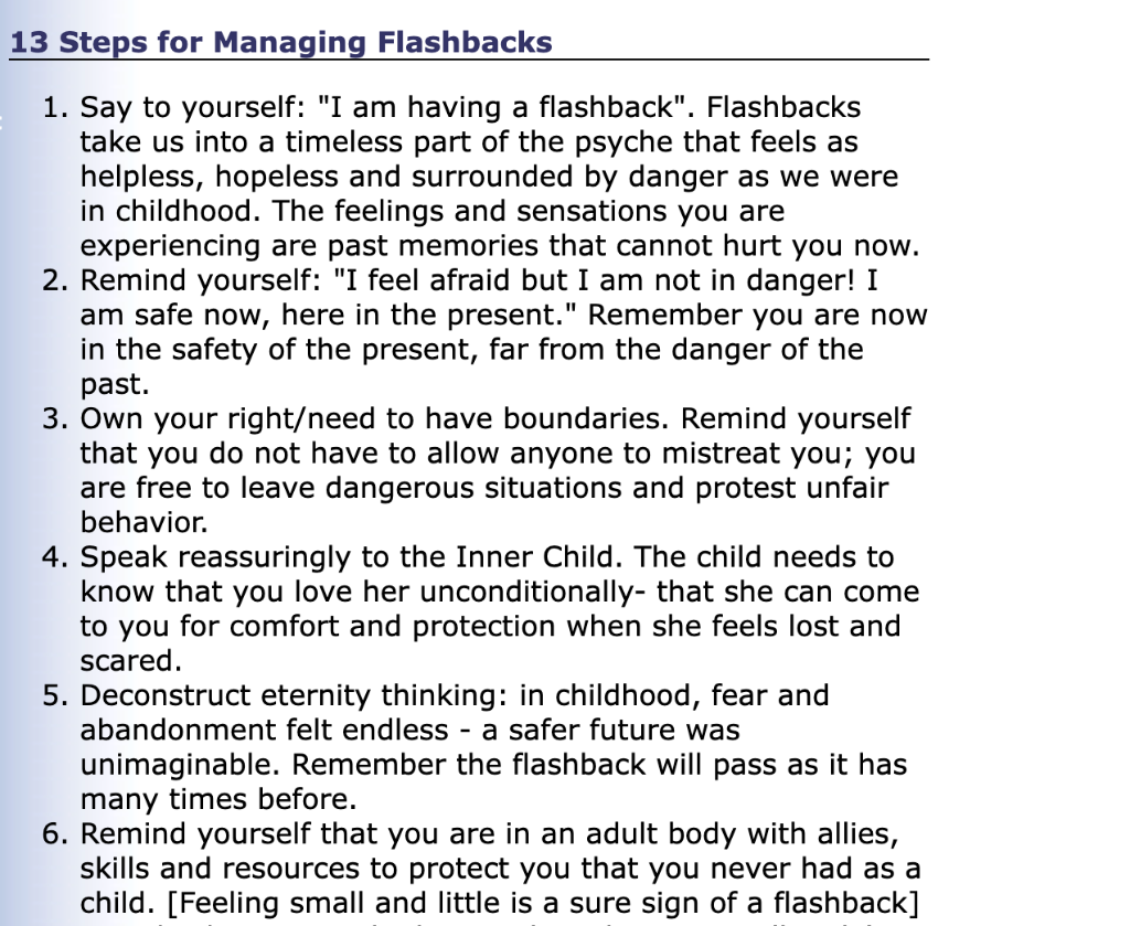 13 Steps for Managing Flashbacks